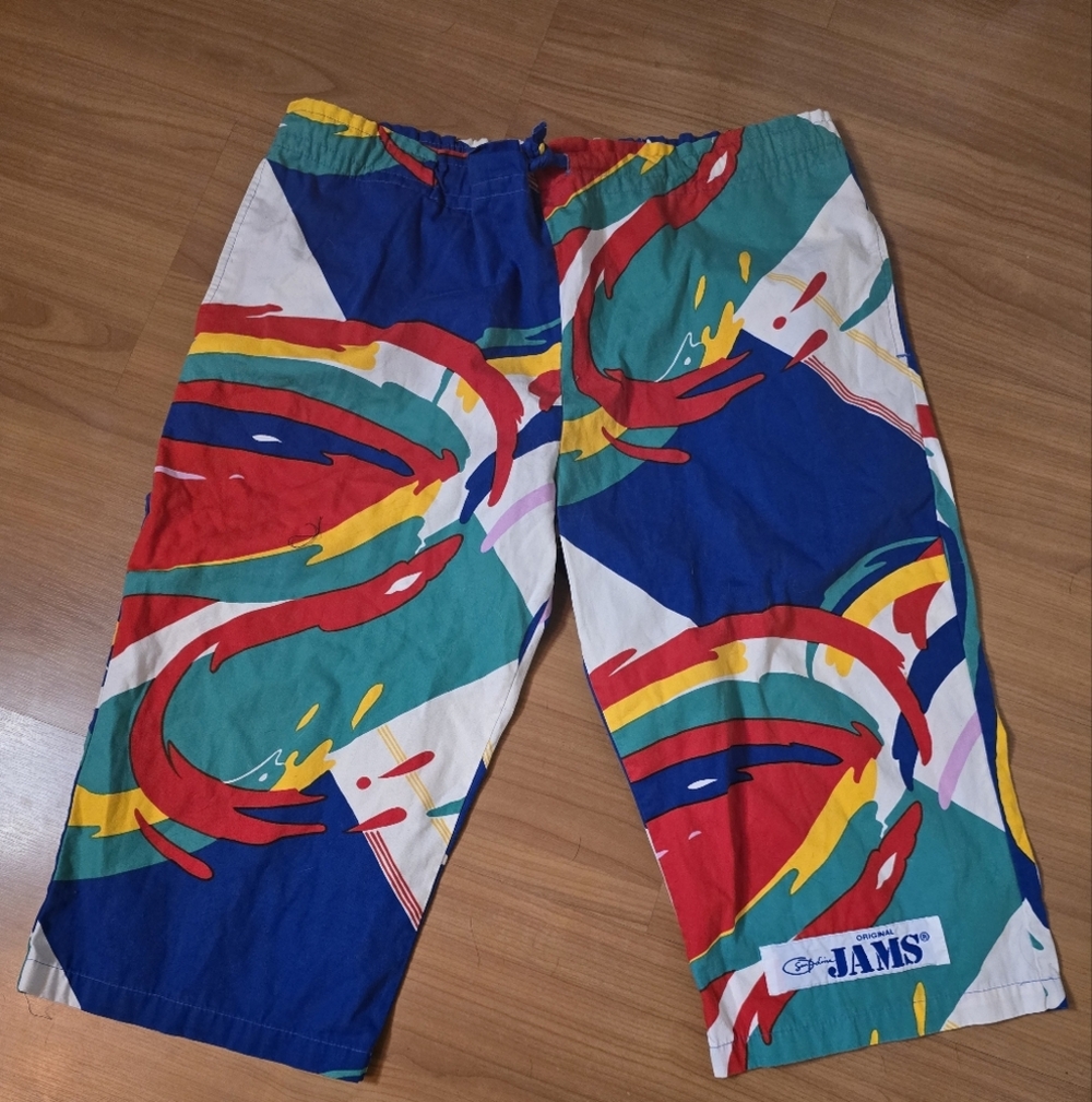 Jams World Vintage 80s Men's Shorts with Bold Multicolor Design Medium